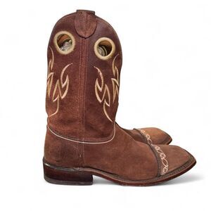 Ariat Men’s 10.5D Western Cowboy Boots BR113 Brown Suede Square Toe Made in USA
